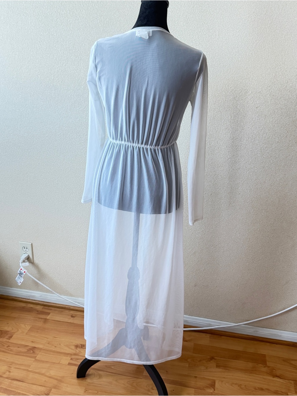 Sheer Long Robe Cover-Up - White - Picture 3 of 5